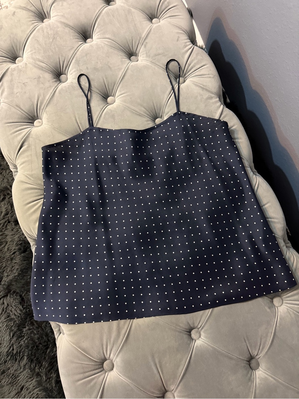 Alex Mill Amelia Polka Dot 100% Silk Cami Navy Size M Like New